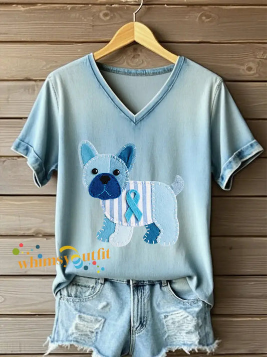 Women’s ’Wear light blue for the family prostate cancer awareness’ printed T shirt Light Blue / S
