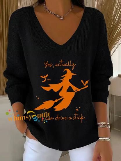 Women’s Witch ’Yes I Can Drive A Stick’ printed top Black / S
