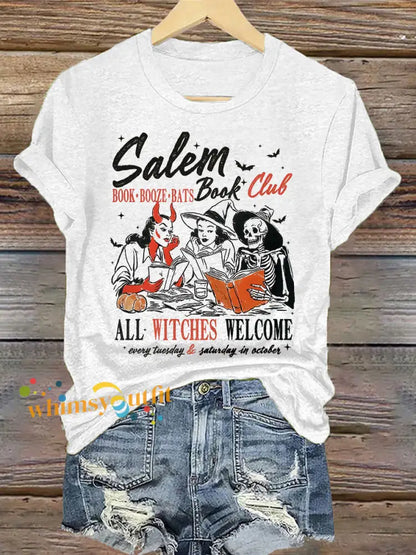 Women’s Witches Salem Book Club Print T Shirt White / S