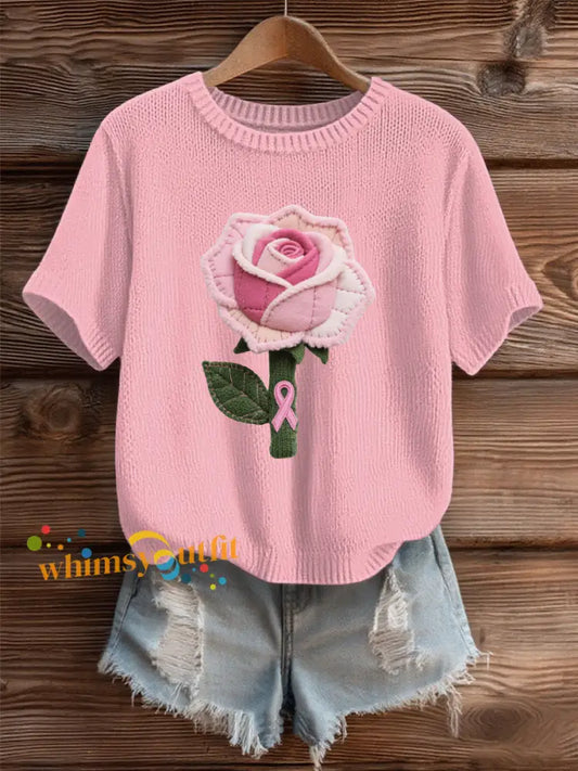 Women’s Wool Felt Art Floral Pattern Cozy Knit Sweater As picture / S