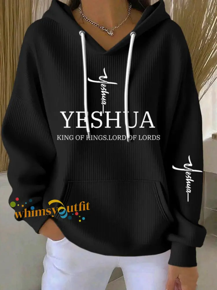 Women’s Yeshua Print Casual Hoodie Black / S