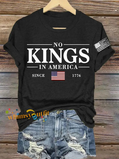 Women’sro No Kings In America Resist Trump Protest Patriotic T-Shirt Black / S