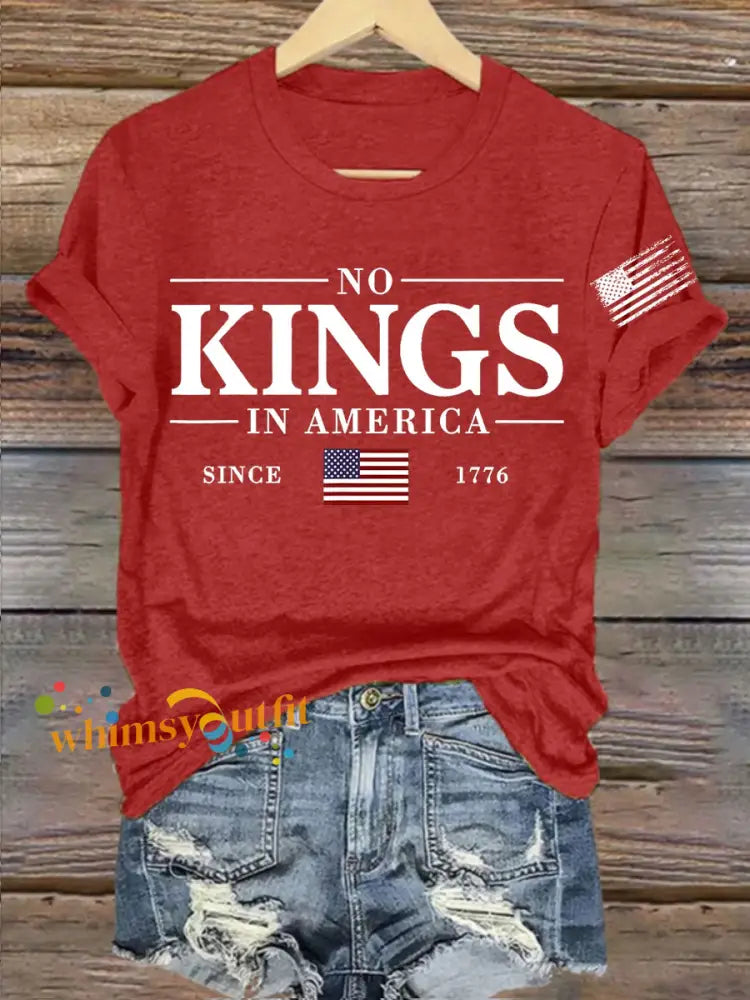 Women’sro No Kings In America Resist Trump Protest Patriotic T-Shirt Red / S