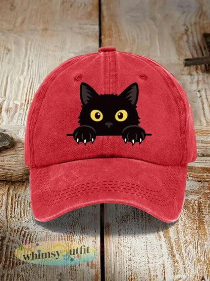 Zwarte kattenhoed - rood / ÉÉN